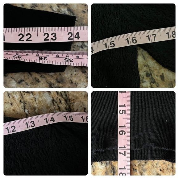 Zara Womens Black Long Sleeve Open Knit Sheer Pullover High Neck Cropped M Boho - Picture 5 of 8